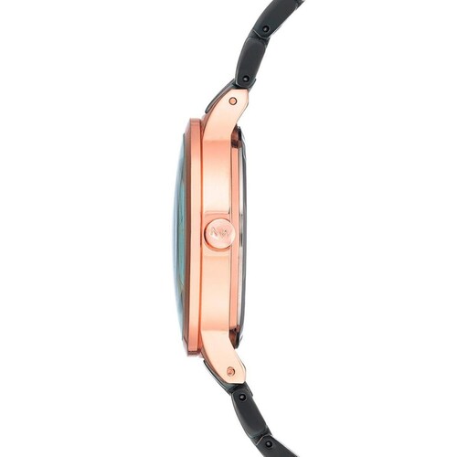 RELOJ NINE WEST DAMA NEGRO CON DORADO ELEGANTE MUJER 