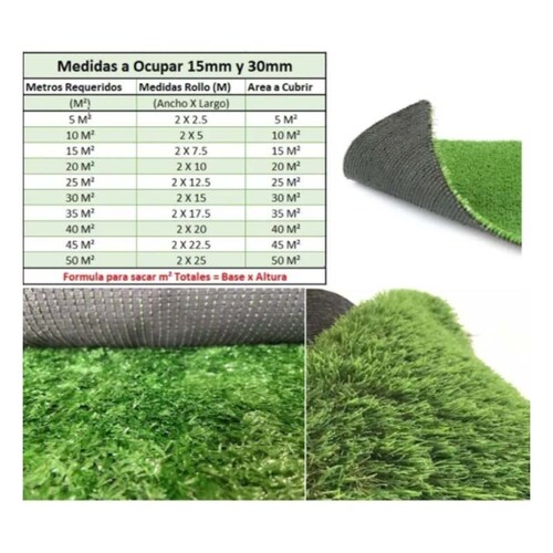 Pasto Sintético Artificial Para Jardín 15 Mm Landscaping Tapete de 10 mt2