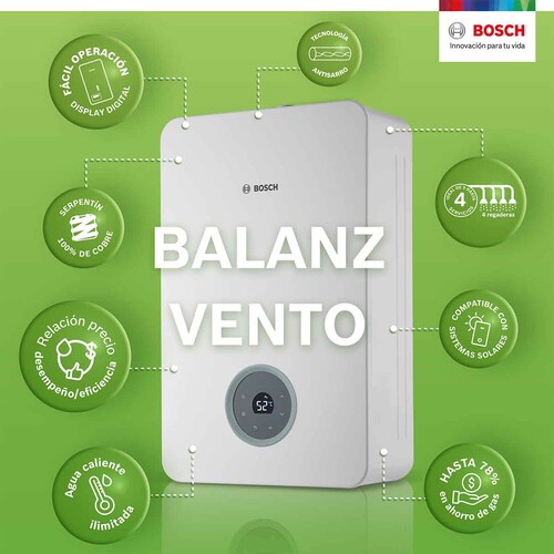 Calentador Boiler Instantaneo 4 servicios Gas LP 20L Bosch