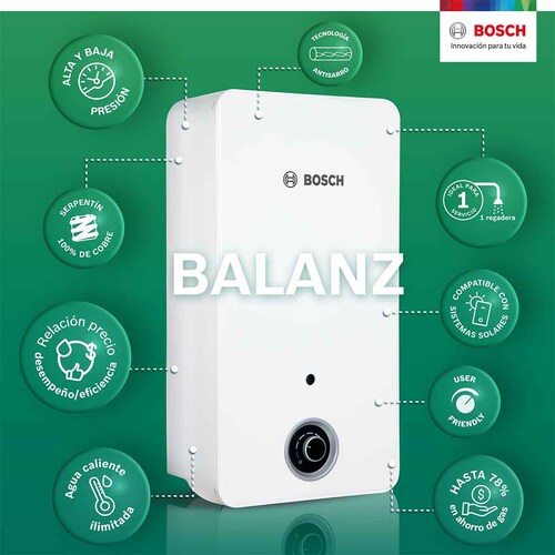Calentador De Paso Para 1 Servicio Balanz 7 Gas Lp Bosch