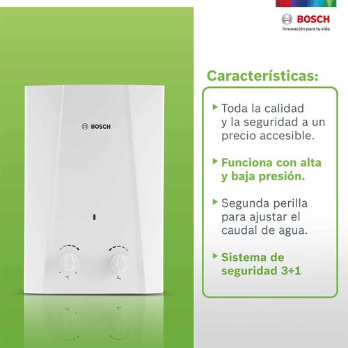 Calentador De Agua Instantaneo 1 Servicio Eco 6 Gas Bosch Natural Multicolor