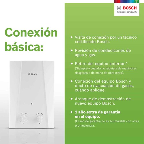 Calentador De Agua Instantaneo 1 Servicio Eco 6 Gas Bosch Natural Multicolor