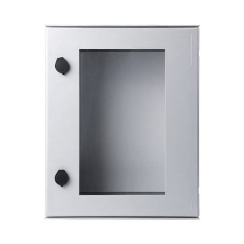 Gabinete de Poliéster IP65 Puerta Transparente, Uso en Intemperie (400 x 500 x 200 mm) con Placa Trasera Interior (Incluye Chapa y Llave).
