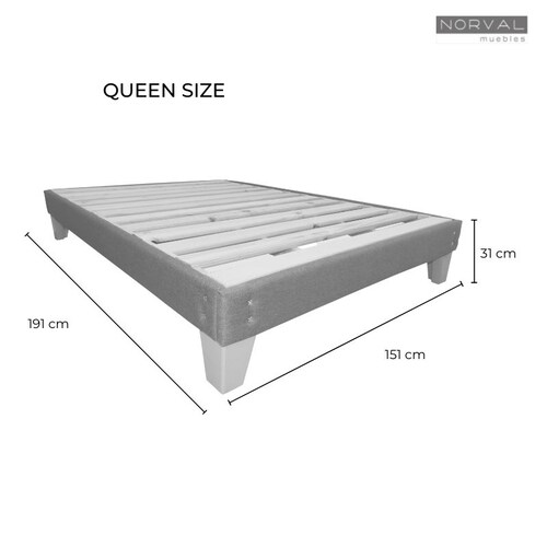 Base Armable Queen Size Cama de Madera Sólida Box Spring color Gris estilo Nórdico NORVAL