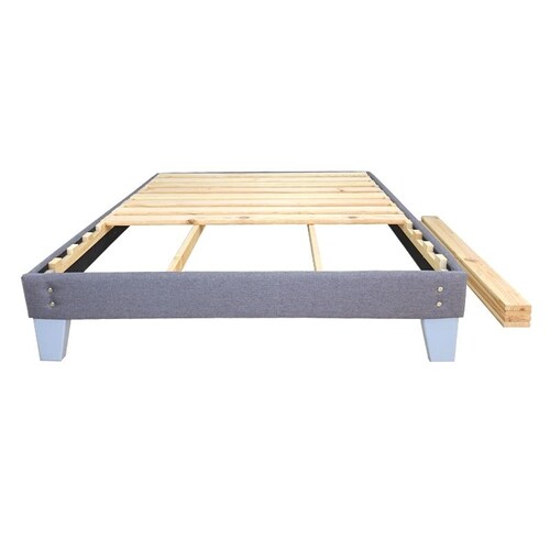 Base Armable Queen Size Cama de Madera Sólida Box Spring color Gris estilo Nórdico NORVAL
