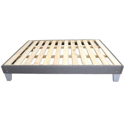 Base Armable Queen Size Cama de Madera Sólida Box Spring color Gris estilo Nórdico NORVAL