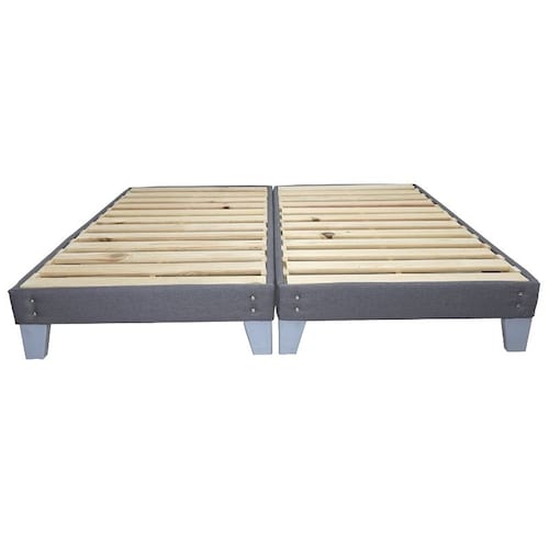 Base de Cama King Size Box Spring Armable de Madera Sólida de Pino en color Gris NORVAL