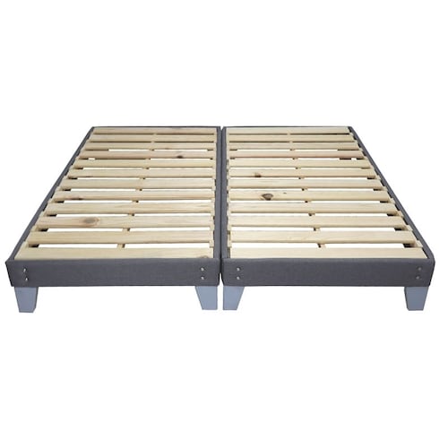 Base de Cama King Size Box Spring Armable de Madera Sólida de Pino en color Gris NORVAL