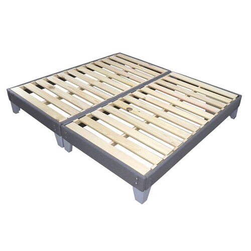 Base de Cama King Size Box Spring Armable de Madera Sólida de Pino en color Gris NORVAL