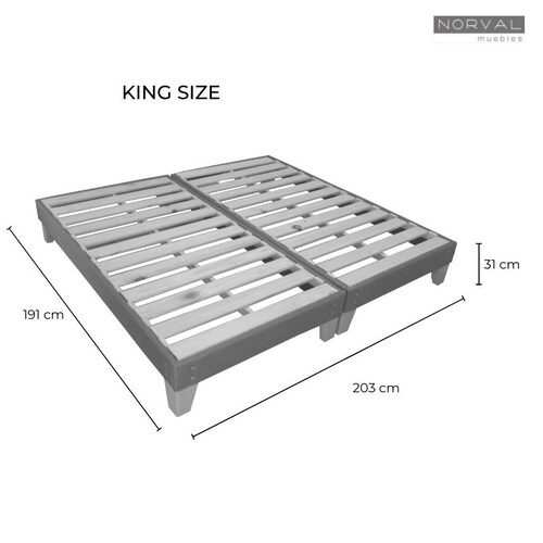 Base de Cama King Size Box Spring Armable de Madera Sólida de Pino en color Gris NORVAL