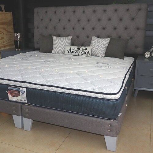 Base de Cama King Size Box Spring Armable de Madera Sólida de Pino en color Gris NORVAL