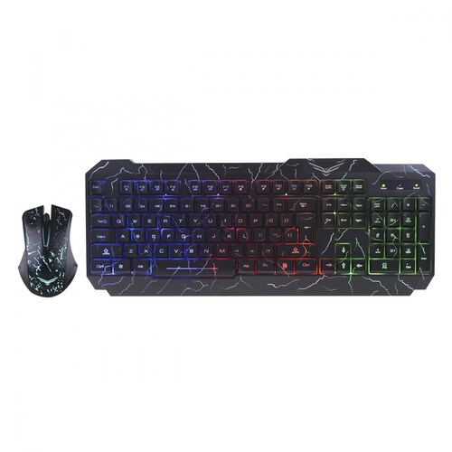 Kit de Teclado y Mouse Naceb Technology Raptor Estándar Negro CABLE USB LED LUZ WINDOWS PC LAP