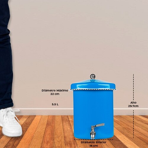 Ecofiltro Purificador Dispensador y Filtro de Agua Peltre Mini (5.5 L) Celeste