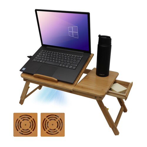 Mesa De Ordenador Escritorio Para Cama Laptop Portatil Plegable Con  Ventilador