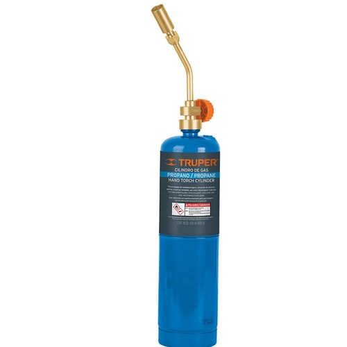 Cilindro de Gas Propano con Mechero de 400g Azul Truper KIT-GAS-400A Plomeria Soldar Soldadura en cobre Plomo