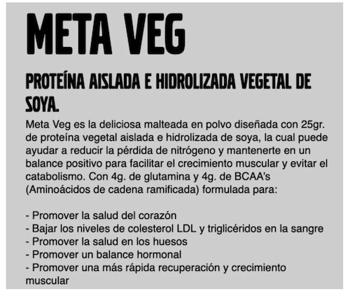 Proteina Meta Nutrition Meta Veg 5 Lbs Sabor Cookies & Cream