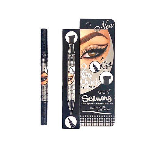 Delineador De Ojos Con Sello Tattoo Delineador Gato 2 En 1 Negro.