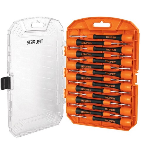 Juego de 15 Desarmadores de Joyero para Electrónica y Trabajos de Precisión dispositivos puntas de Acero JOY-15 TRUPER  