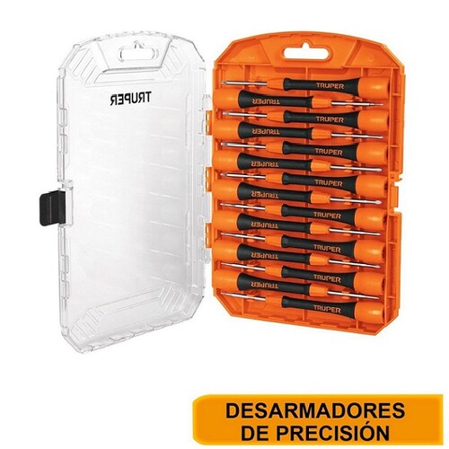 Juego de 15 Desarmadores de Joyero para Electrónica y Trabajos de Precisión dispositivos puntas de Acero JOY-15 TRUPER  
