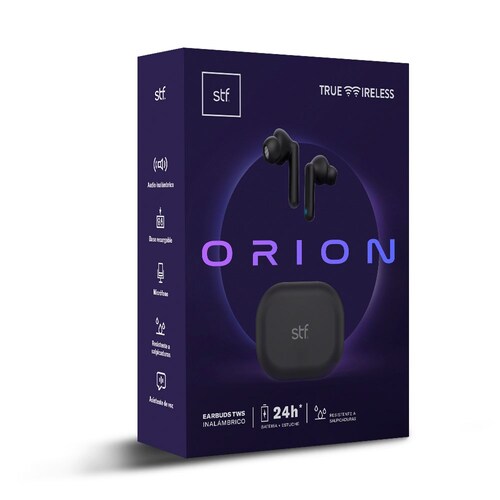 Audífonos Earbuds True Wireless Inalámbrico Orion STF Color Negro