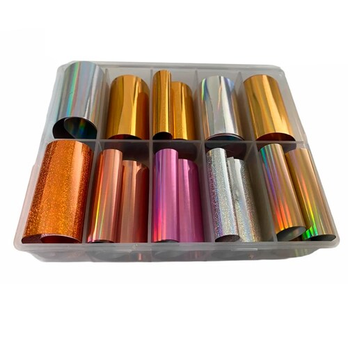 10 Foil Diseños Para Decoracion De Uñas Dorados Y Plata surtido