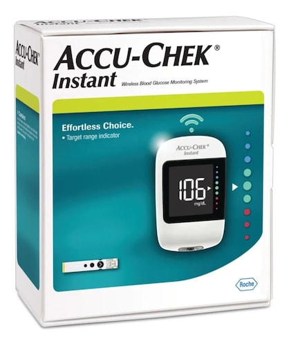 Kit Glucometro Accu Check Instant Con 10 Tiras Y 10 Lancetas