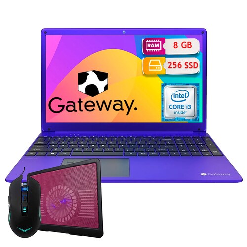 Laptop Notebook GATEWAY 256GB SSD / 8GB Intel core I3 15.6"- Morado + Mouse + Base