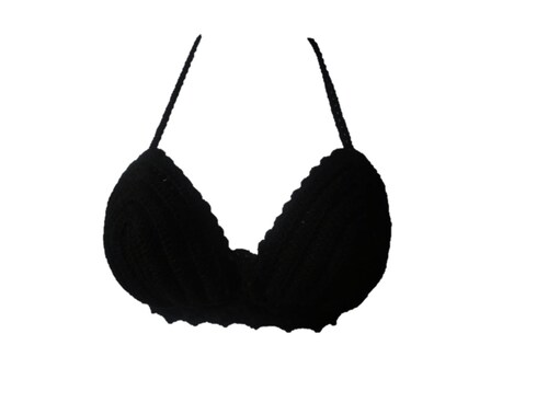 HERMOSO BRALETTE TEJIDO NEGRO MUJER CH M UNITALLA MANO ROPA 