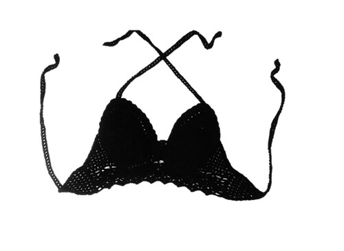 HERMOSO BRALETTE TEJIDO NEGRO MUJER CH M UNITALLA MANO ROPA 