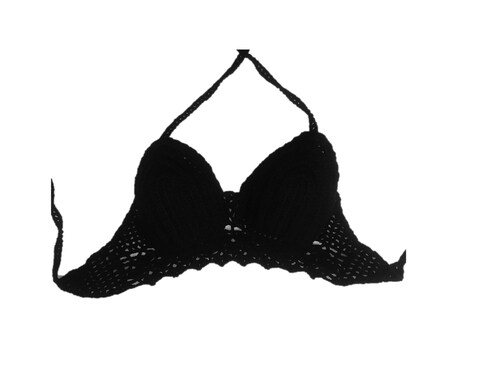HERMOSO BRALETTE TEJIDO NEGRO MUJER CH M UNITALLA MANO ROPA 