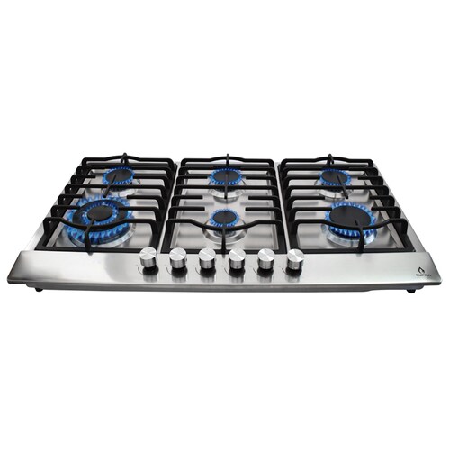 Combo parrilla a gas de 6 quemadores y campana de isla tipo T de 90cm SUPRA SORRENTO ambas de acero inoxidable