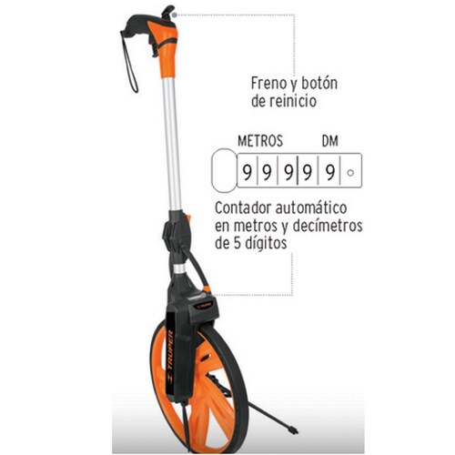 Odómetro de Rueda con Freno Para Medir Terrenos Superficie Irregulares Campos Cultivos Etc Truper ODM-12 medición terrenos superficies  
