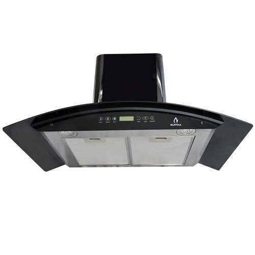 Combo parrilla de inducción magnética y campana de pared SUPRA PORTOFINO ambas con cubierta de cristal templado color negro