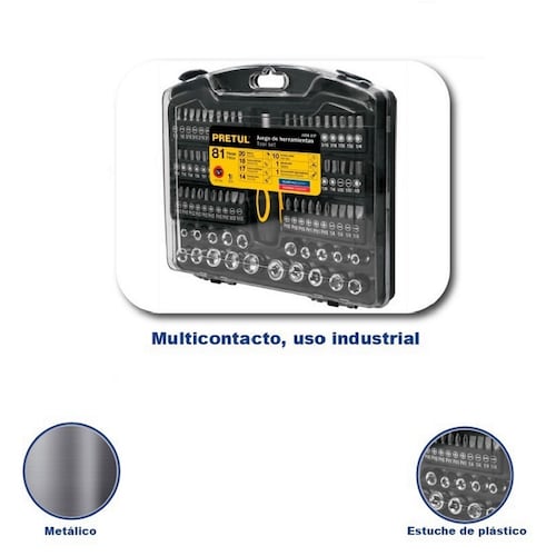Juego de herramientas para mecánico, 81 piezas, dados-punas desarmador mecanica talleres con Estuche de Plástico JUDA-81P Pretul