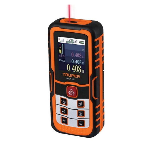 flexometro Medidor Lasér de Distancia ,100 m incluye Funda Topografía -Construcción-Ingeniería MELA-100 TRUPER 
