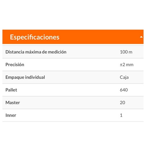 flexometro Medidor Lasér de Distancia ,100 m incluye Funda Topografía -Construcción-Ingeniería MELA-100 TRUPER 