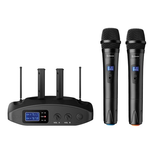 SIST 2 MICROFONOS INALAMBRICOS DE MANO U - WR-810 UHF - STEREN