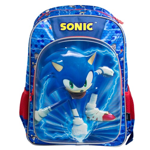 Mochila Escolar Sonic 16" Speed Force Edition Frontal 3D