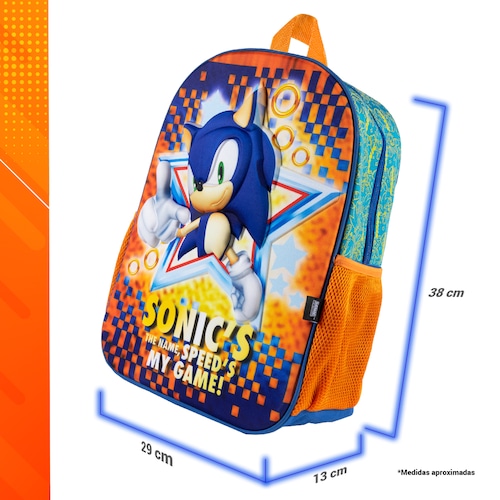Mochila Escolar Sonic Speeds My Game Edition