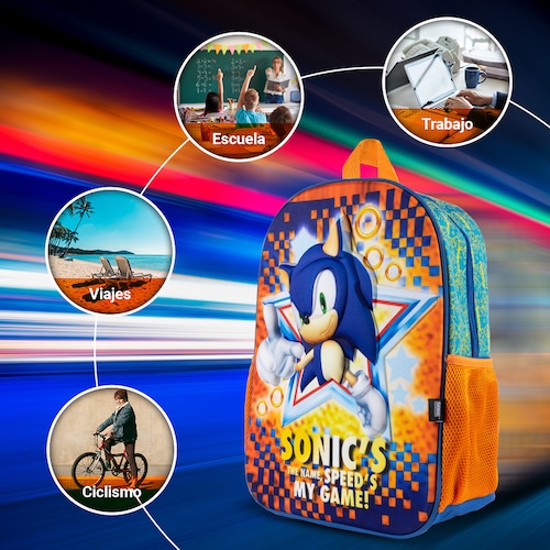 Mochila Escolar Sonic Speeds My Game Edition
