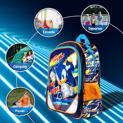 Mochila De Primaria Sonic Con Diseño 3D Go Fast Edition