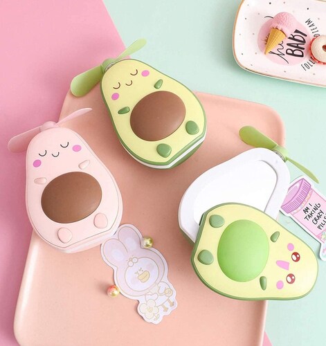 2 Espejos para Maquillaje portátil Espejo con Ventilador luz led Espejo Aguacate 