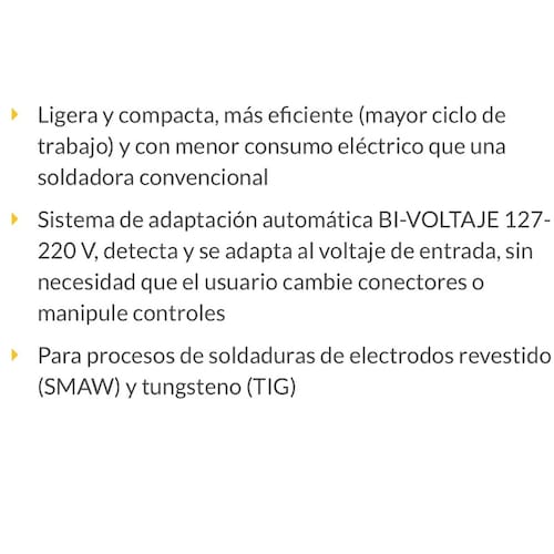 Soldadora inversora, 130A, Bi-voltaje 127/220V Ligera y compacta ,soldaduras de electrodos revestido (SMAW) y tungsteno (TIG)SOIN-110/130P PRETUL