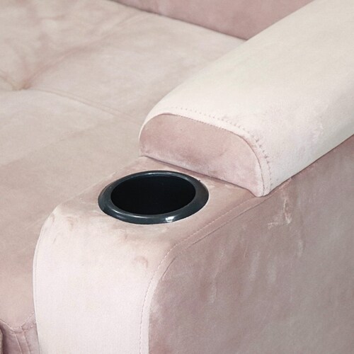 Sofá Cama Matrimonial Love Seat de Tres Posiciones Futón Patas de Madera Rosa