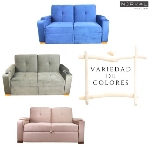 Sofá Cama Matrimonial Love Seat de Tres Posiciones Futón Patas de Madera Rosa