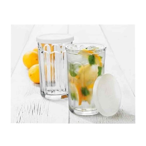 Vaso de vidrio con tapa. Ideal Para Jugos O Almacenamiento Libbey B470 - 6 PIEZAS