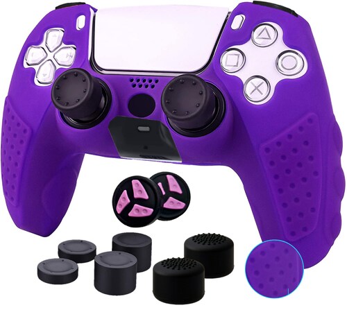 PS5 DualSense Funda De Silicón Morado Control Carcasa + Grips PlayStation 5