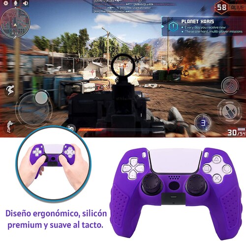 PS5 DualSense Funda De Silicón Morado Control Carcasa + Grips PlayStation 5