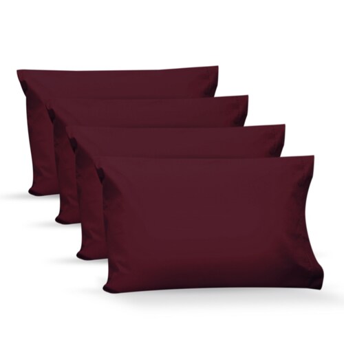 4 Fundas de almohada percal 200 - Estándar - Vino