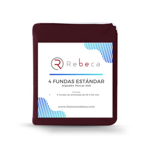 4 Fundas de almohada percal 200 - Estándar - Vino